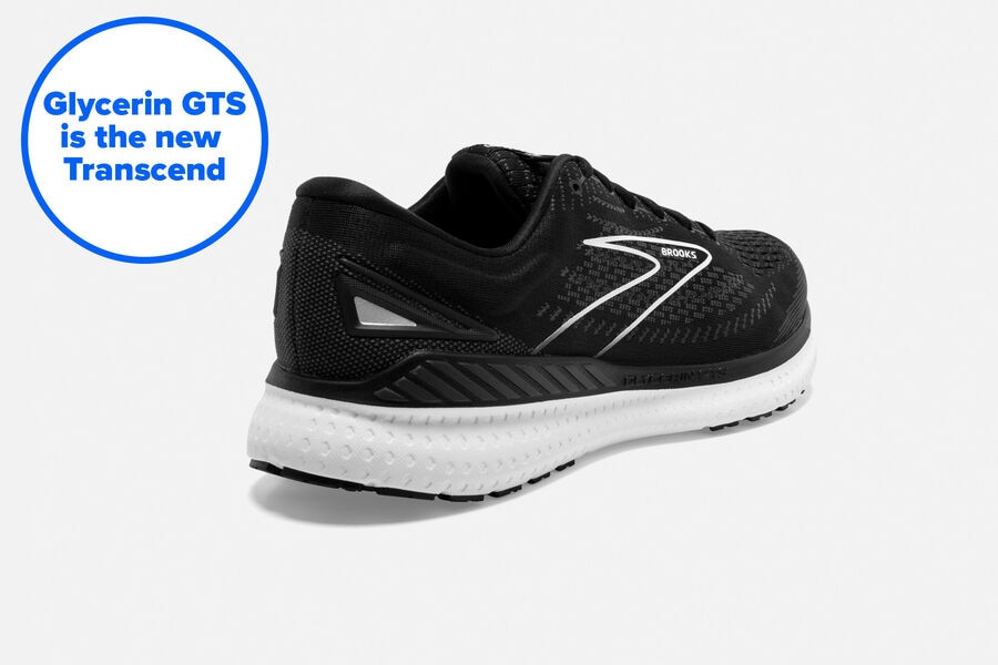 Brooks Glycerin GTS 19 Road Running Shoes Mens - Black/White - HAURC-5014